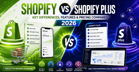 Shopify vs Shopify Plus comparison showing key differences, features, pricing, and enterprise capabilities in 2026