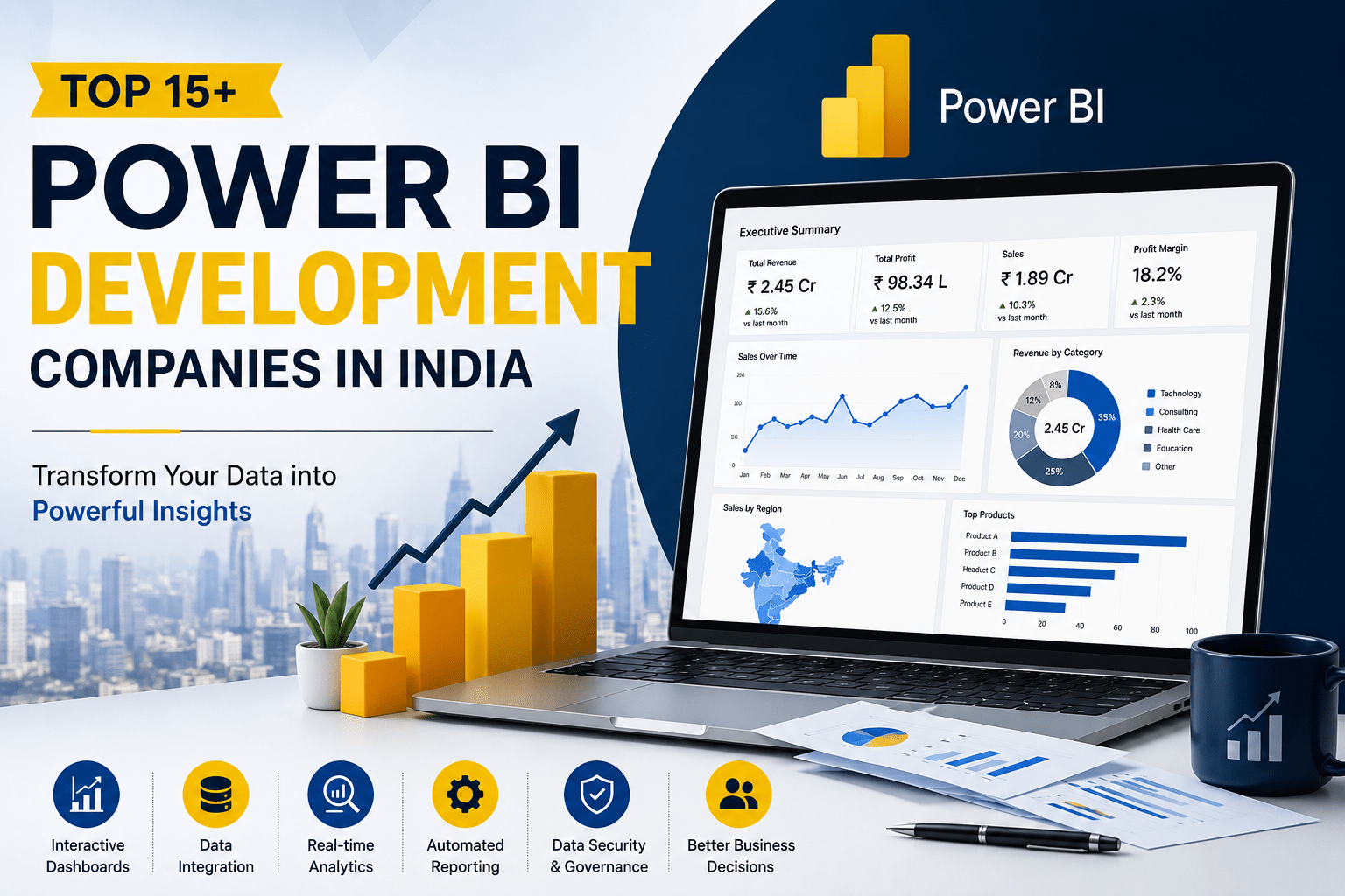 Top 15+ Power BI Development Companies in India offering dashboard development, business intelligence consulting, data visualization, and Microsoft Power BI solutions