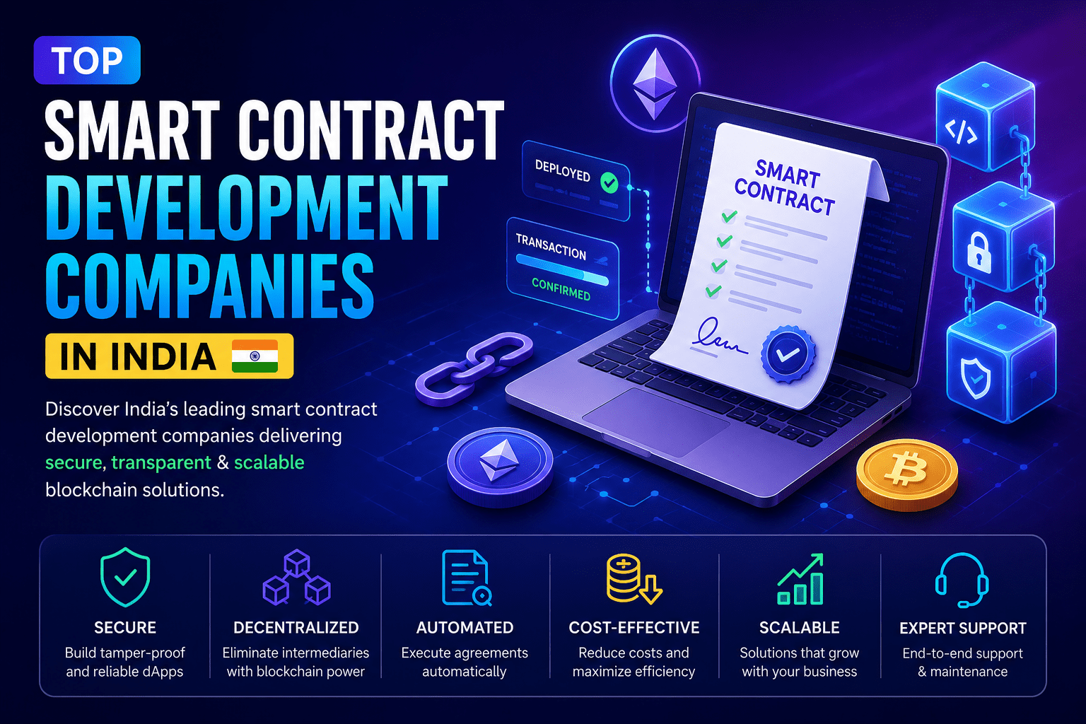 Top Smart Contract Development Companies in India – Blockchain Development Banner