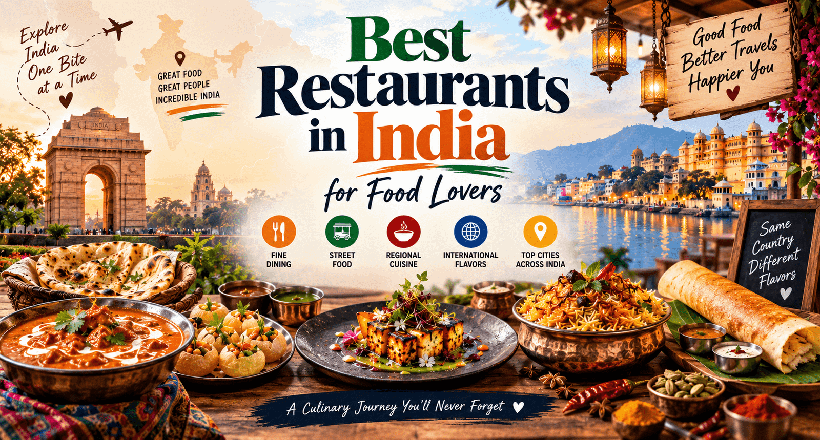 Best Restaurants in India for Food Lovers – Indian cuisine, fine dining, street food, and regional dishes