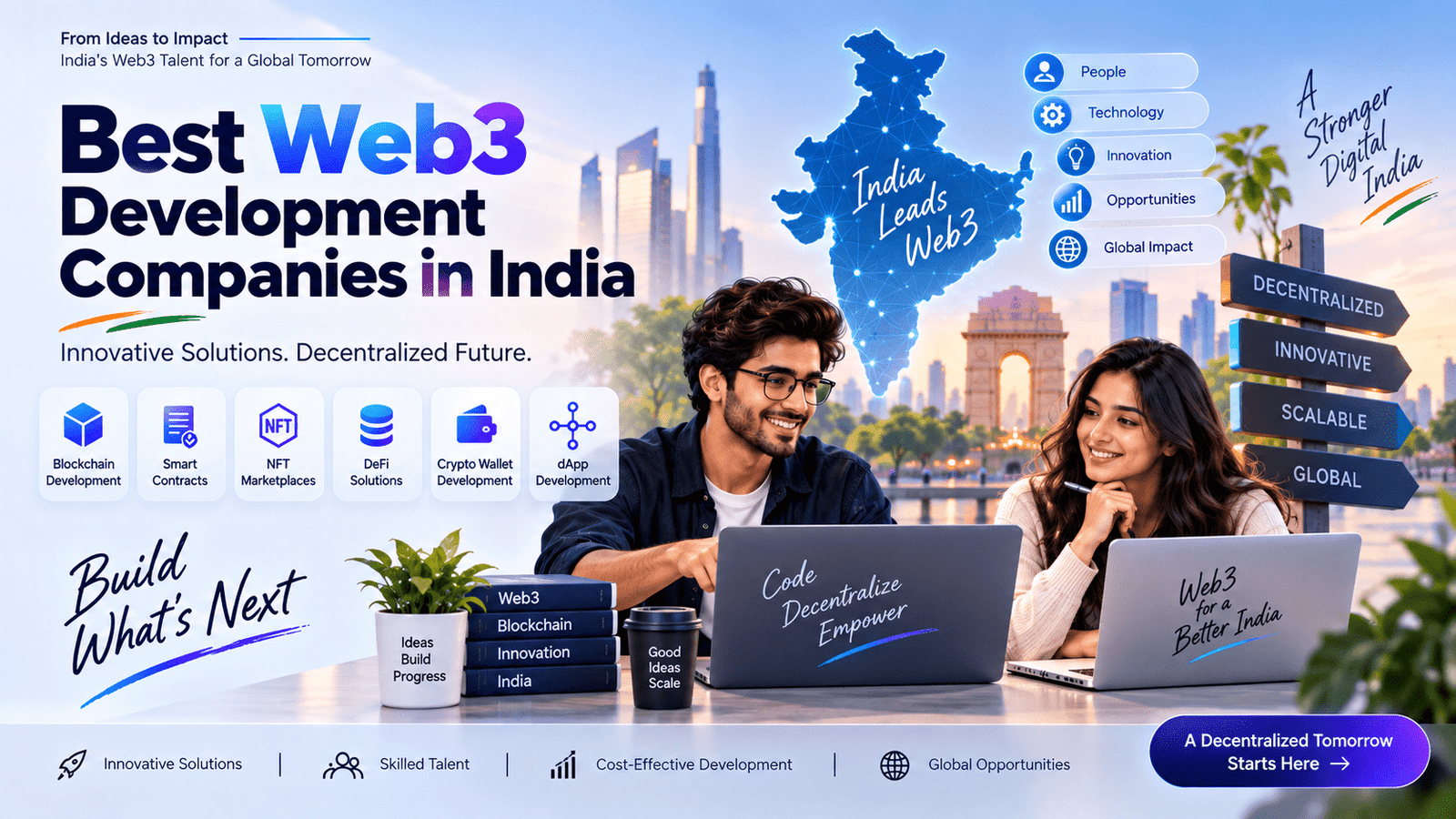Best Web3 development companies in India featuring blockchain, smart contracts, NFTs, DeFi, crypto wallets, and dApp development