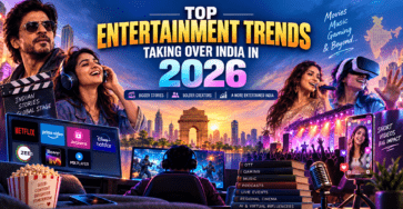 Top entertainment trends taking over India in 2026 including OTT, gaming, AI, regional cinema, live events and podcasts