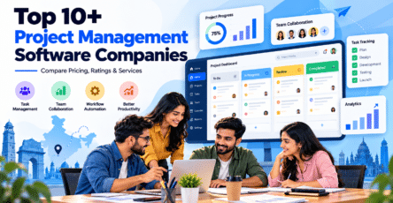 Top 10+ project management software companies in India featuring task management, team collaboration, workflow automation, project tracking, and analytics dashboards.