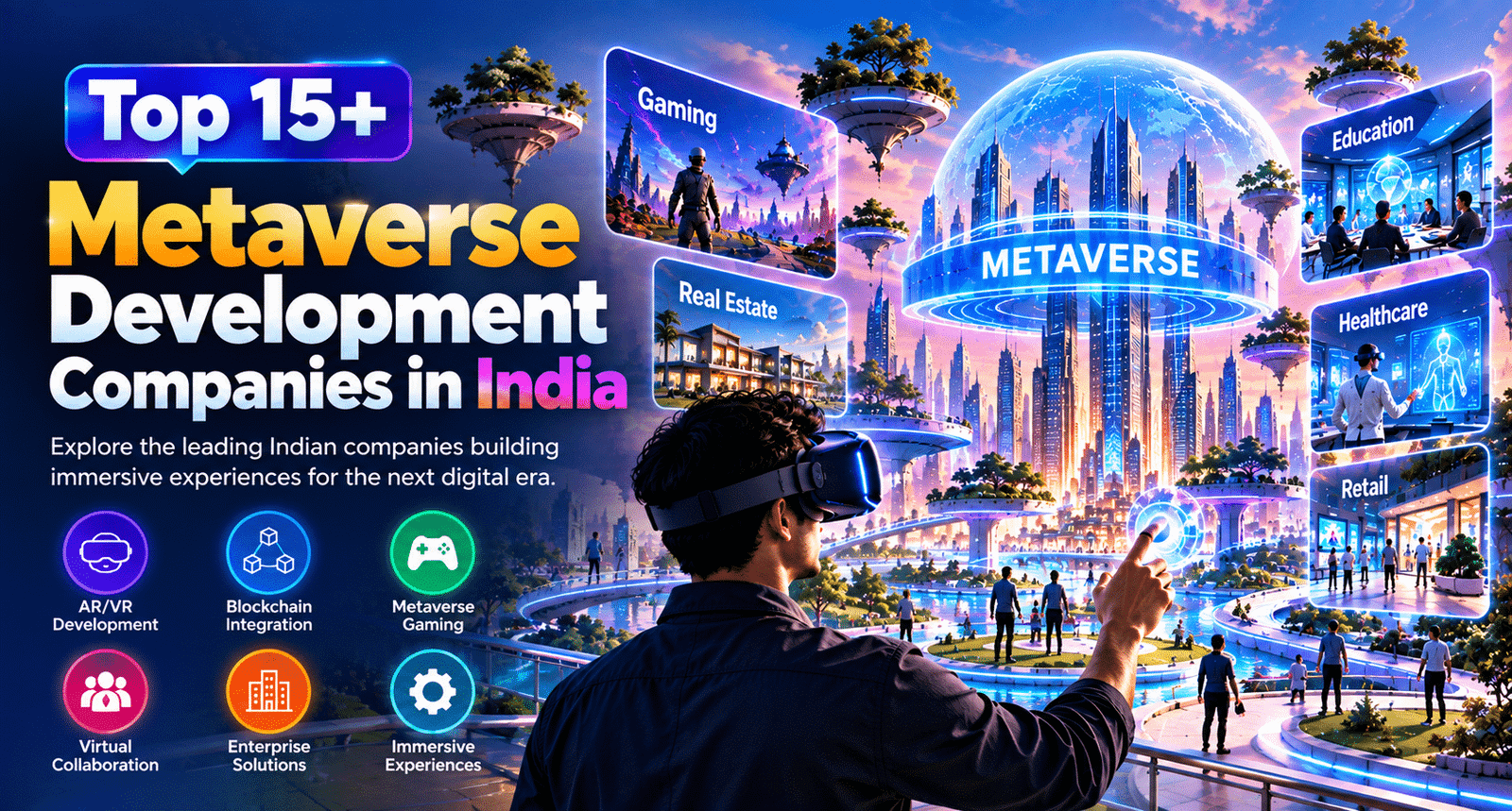 Top 15+ Metaverse Development Companies in India – futuristic metaverse development banner